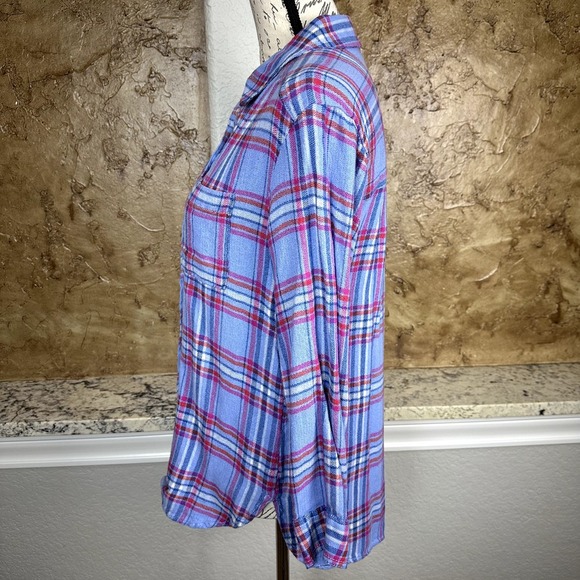 Pilcro Wool Blend‎ Flannel Shirt Women's Small Blue Plaid Western Rodeo Anthro - Picture 3 of 11